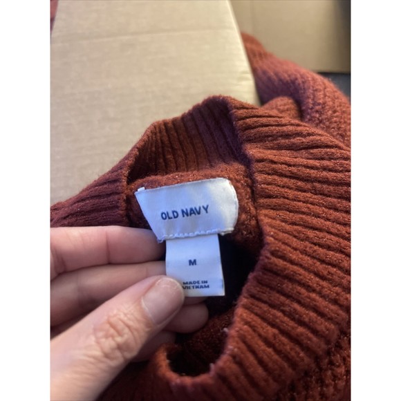Old Navy Womens Sweater Sz Medium High Neckline Mock Thick Knit Honeycomb Autumn - Picture 8 of 12